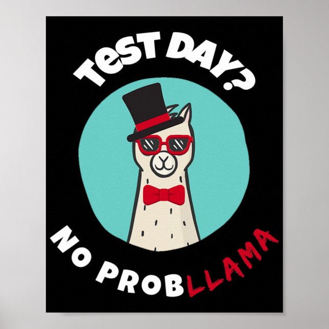 Poster Dia sem problemas Teste engraçado Llama Design (Frente)