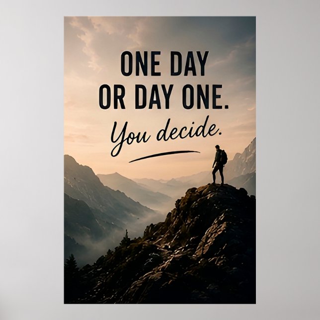 Poster 🔥 Dia Um Ou Um Dia Você Decide Motivação 💪 (Frente)