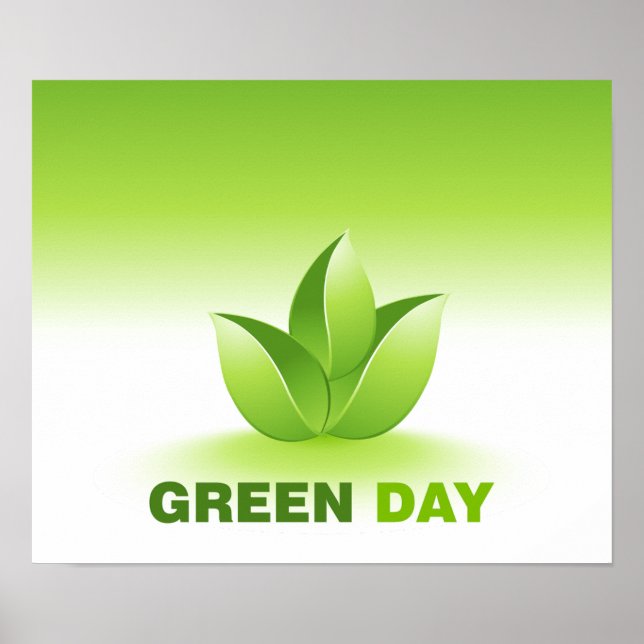 Poster Dia Verde Ecológico Folha Botânica Natureza Consci (Frente)