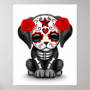 Póster Dia vermelho bonito do branco inoperante do cão d