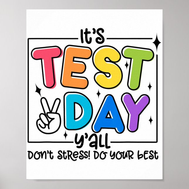 Poster Dia Y'all Rock The Test 1 2 3 Motivational (Frente)