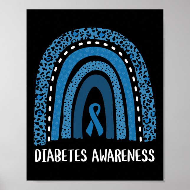 Poster Diabetes Consciência Mês Retroativo Arco-Íris T1 T (Frente)