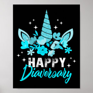 Poster Diabetes Feliz Aniversário do Diário Unicórnio T
