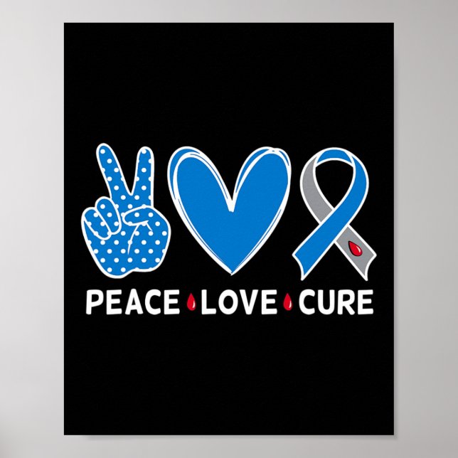 Poster Diabetes Guerreiro Consciência Azul Paz Amor Cura  (Frente)