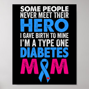 Poster Diabetes Tipo 1 Mãe Mãe Mãe T1D Sensibilização Dia
