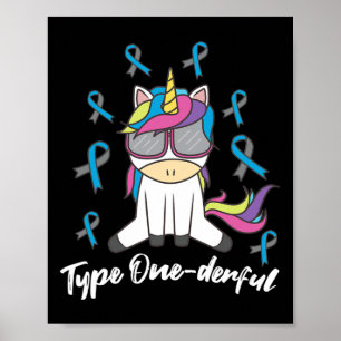 Poster Diabetes Tipo 1 T1D Unicorn Tipo Onewonene