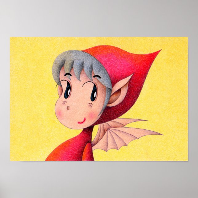 Poster Diabinho vermelho brilhante. (Frente)