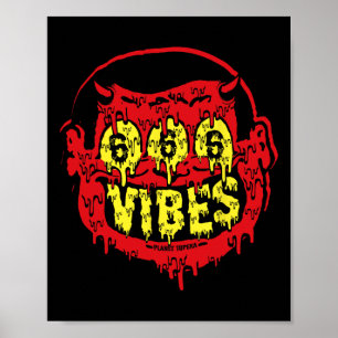 Poster Diabo 666 Vibes - Estilo Retro 666 Mau Funny Hallo