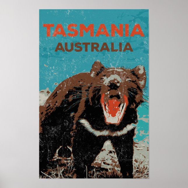 Poster Diabo da Tasmânia, ilha da Tasmânia, Austrália (Frente)