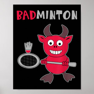 Poster Diabo do Badminton Jogador de Badminton Peteca Esp