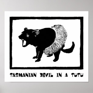 Póster Diabo tasmaniano em um tutu