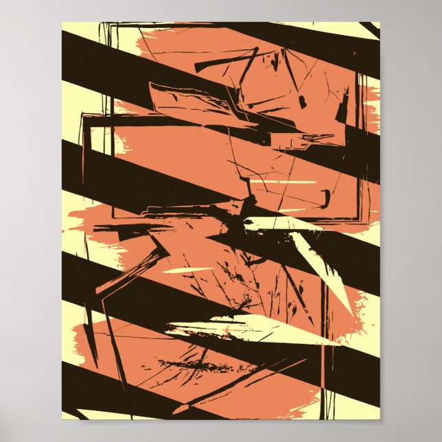 Poster Diagonal Stripes and Fragmented Shapes (Frente)