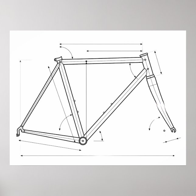 Poster Diagrama de Geometria de Quadro de Bicicleta  (Frente)