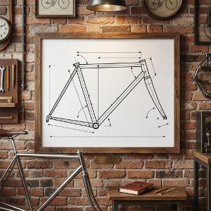 Poster Diagrama de Geometria de Quadro de Bicicleta 