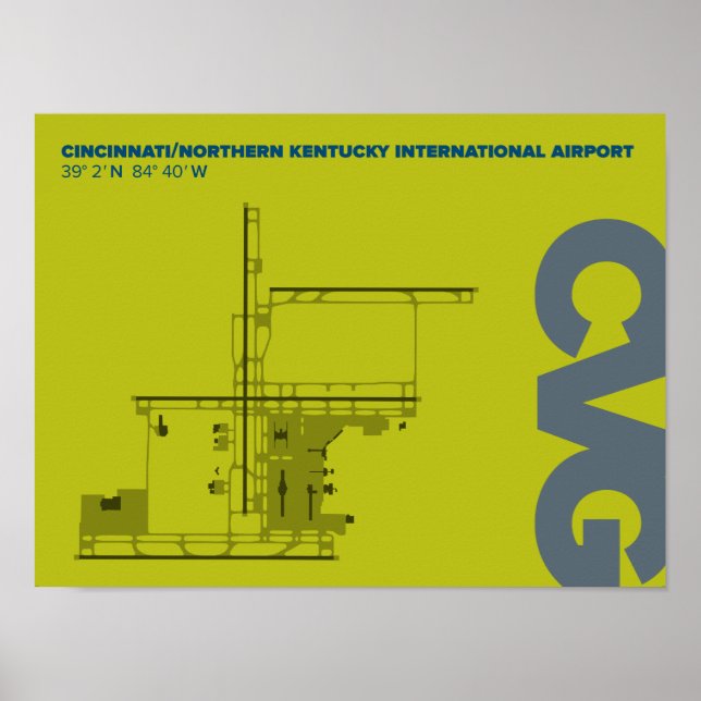 Póster Diagrama do aeroporto de Cincinnati/Kentucky Norte (Frente)