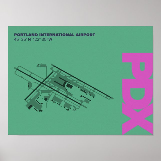 Póster Diagrama do Aeroporto de Portland (PDX) (Frente)