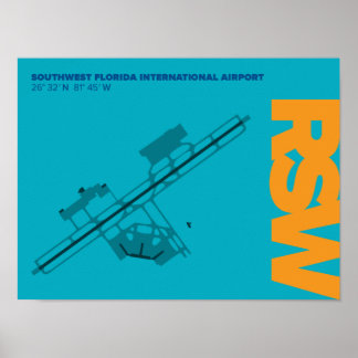 Póster Diagrama do Aeroporto do Sudoeste da Flórida (RSW)