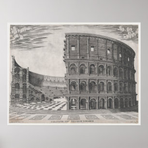 Poster Diagrama do vintage do Colosseum romano (1581)