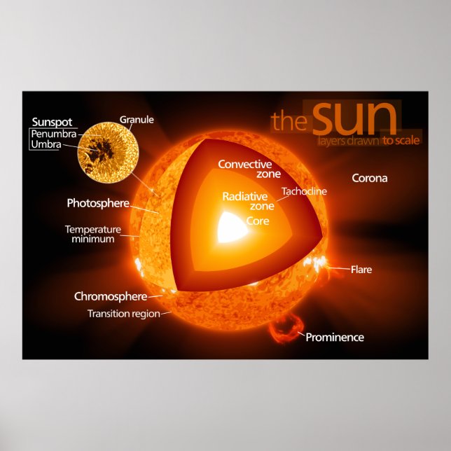 Póster Diagrama em camadas do Sol da Terra (Frente)