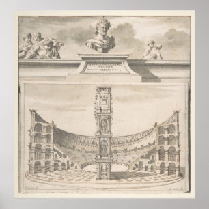 Poster Diagrama ilustrativo romano de Colosseum do