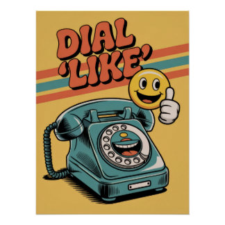 Póster "Dial 'Like'" Retro Phone with Pop Art Emoji