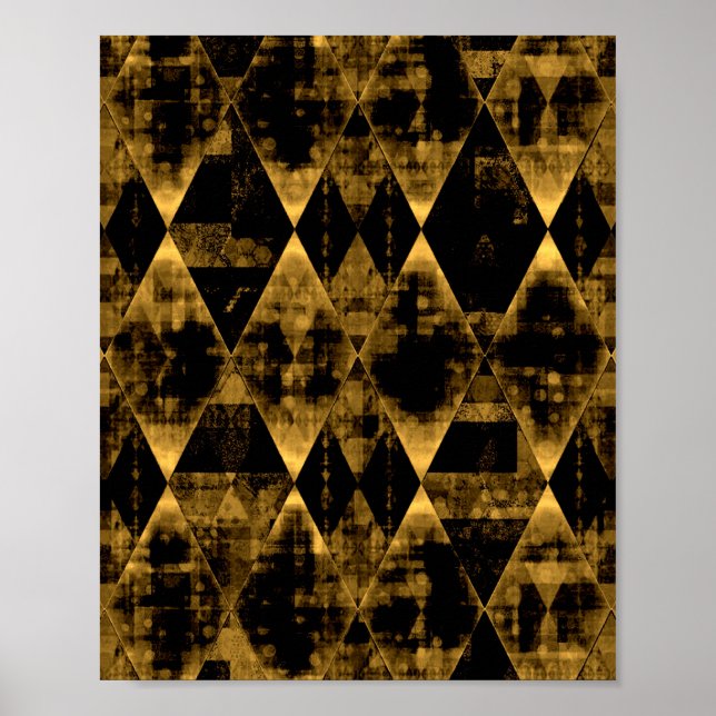 Poster Diamante Dourado e preto irregular (Frente)
