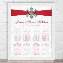 Póster Diamante Snowflake e Casamento no inverno Red Ribb