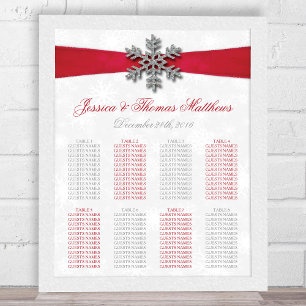 Póster Diamante Snowflake e Casamento no inverno Red Ribb