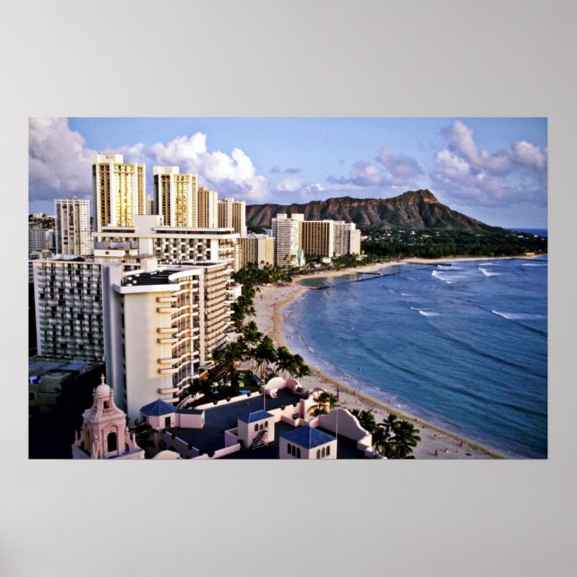 Póster Diamond Head - Waikiki Beach, Oahu (Frente)