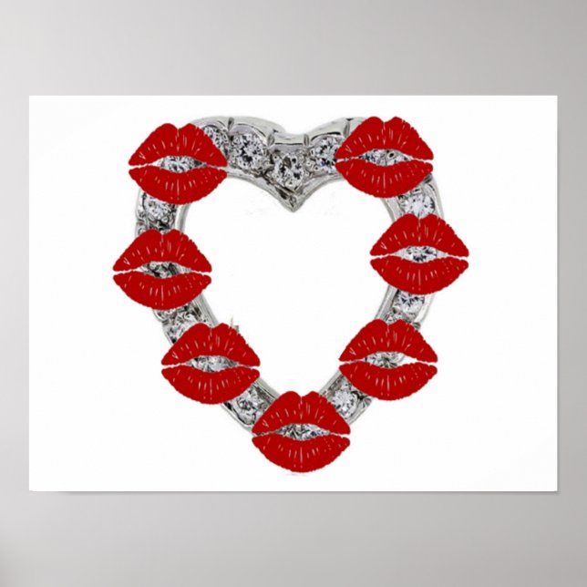 Poster Diamond Heart Com Beijos (Frente)