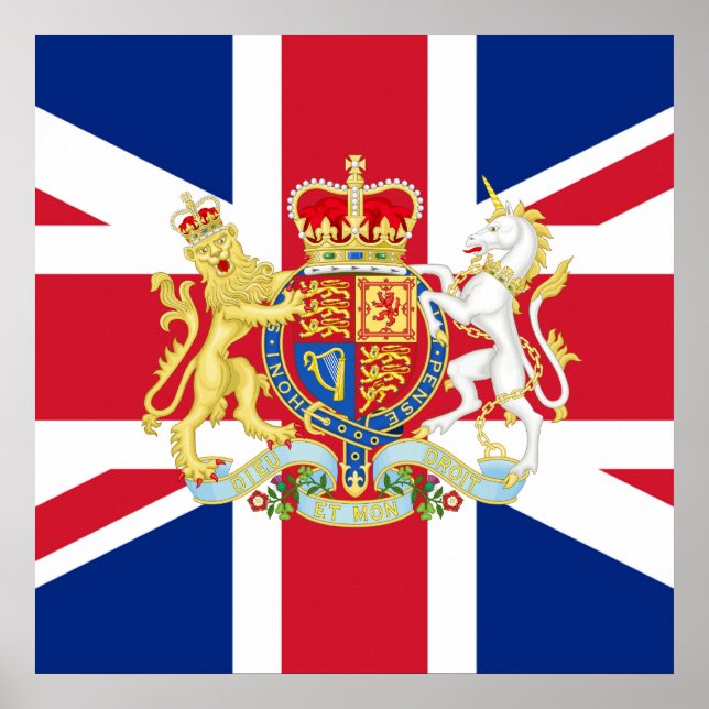 Póster Diamond Jubilee Union Flag e Royal Crest (Frente)