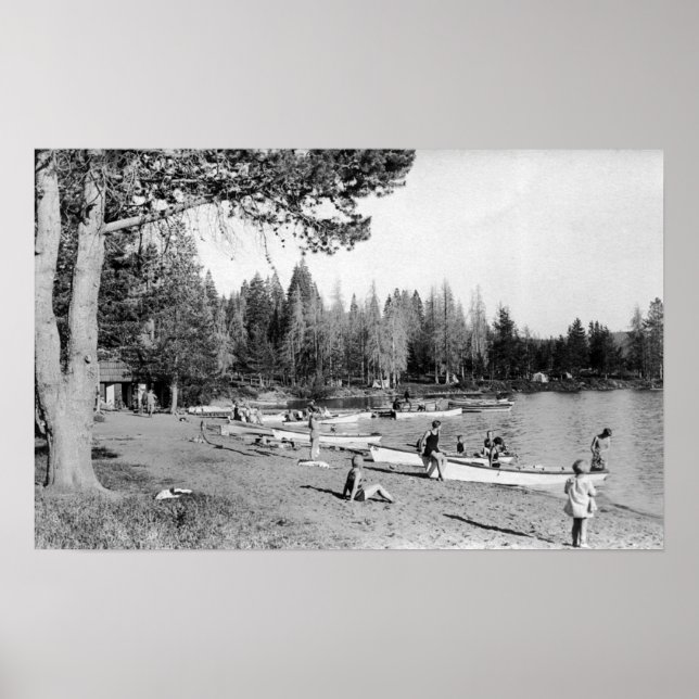 Póster Diamond Lake, Oregon Beach Swimmers Fotografia (Frente)