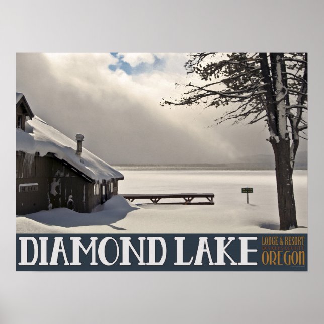 Póster Diamond Lake Winter Marina - Sem texto (Frente)