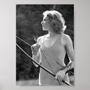 Poster Diana, Archer, Linda Mulher, Esportes, Vintage