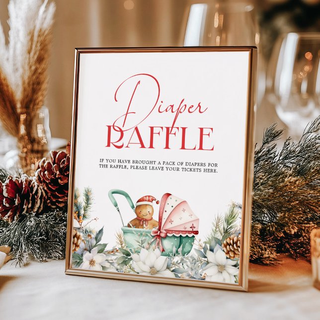 Poster Diaper Raffle Christmas Gingerbread Baby Shower (Criador carregado)
