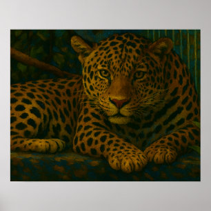 Poster Diário da Selva - Leopardo Descansado na Selva