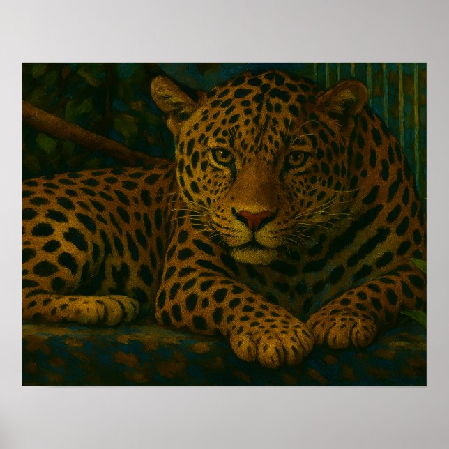 Poster Diário da Selva - Leopardo Descansado na Selva (Frente)
