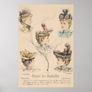 Poster Diário de moda francesa Vintage e vitoriana em Par