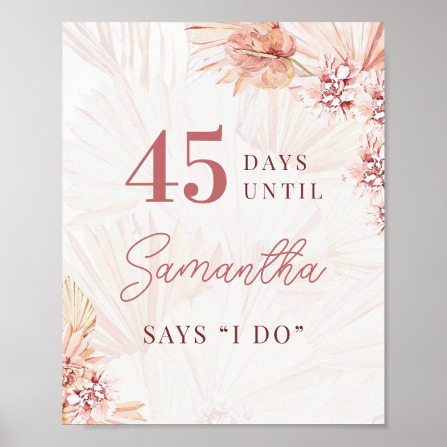 Poster Dias Boho Florais Até Eu Casar Bridal Shower  (Frente)