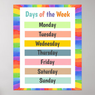 Poster Dias da Semana Colorido
