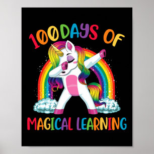 Poster Dias De Aprendizado Mágico Dabbing Garotas Unicorn