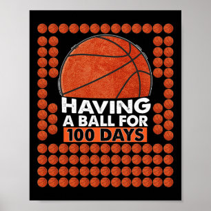Poster Dias De Bolas De 100 Dias De Basquete Escolar Para