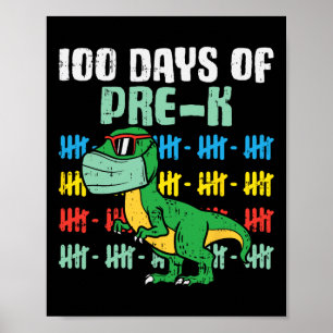 Poster Dias De Dinossauro Pré-K Trex Em Menino De Quarent