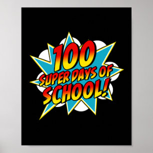 Poster Dias de Escola Feliz 100º Dia Escolar Super Herói 