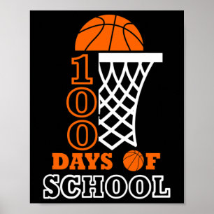 Poster Dias De Escolas Crianças De Basquete 100º Dia Da E