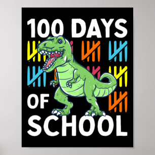 Poster Dias de Meninos Escolares Dinossauro 100º Dia Dino