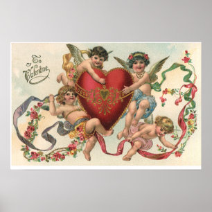 Poster Dias de os namorados Vitorianos da Vintage, Coraçã