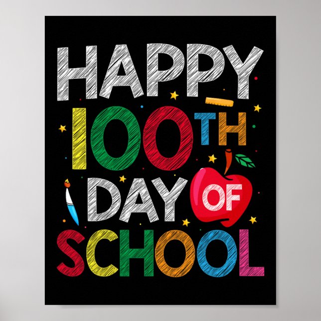 Poster Dias De Professores E Crianças Felizes 100º Dia Nã (Frente)