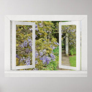 Póster Dias de Verão - Vista de Janela Aberta com Wisteri