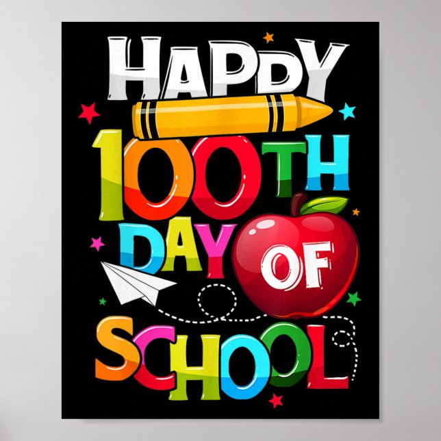 Poster Dias Mais Inteligentes Felizes 100.º Dia Da Profes (Frente)